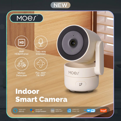 Tuya Smart Camera 4MP, Wifi 360° Indoor Pan/Tilt with Night Vision, Motion Tracking, 2-Way Audio, for Home Security
