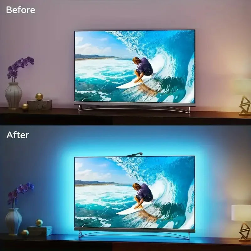 RGBIC LED TV Backlight Strip with Camera App Control Music Sync Smart Lights for Gaming Room 55-75Inch Ambient Lighting