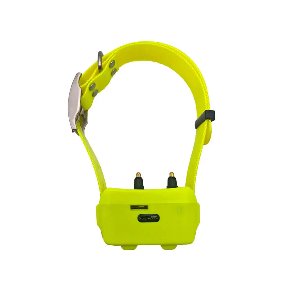 4G Pet Tracker Hound GPS Collar in bright yellow, back view showing the GPS tracker unit