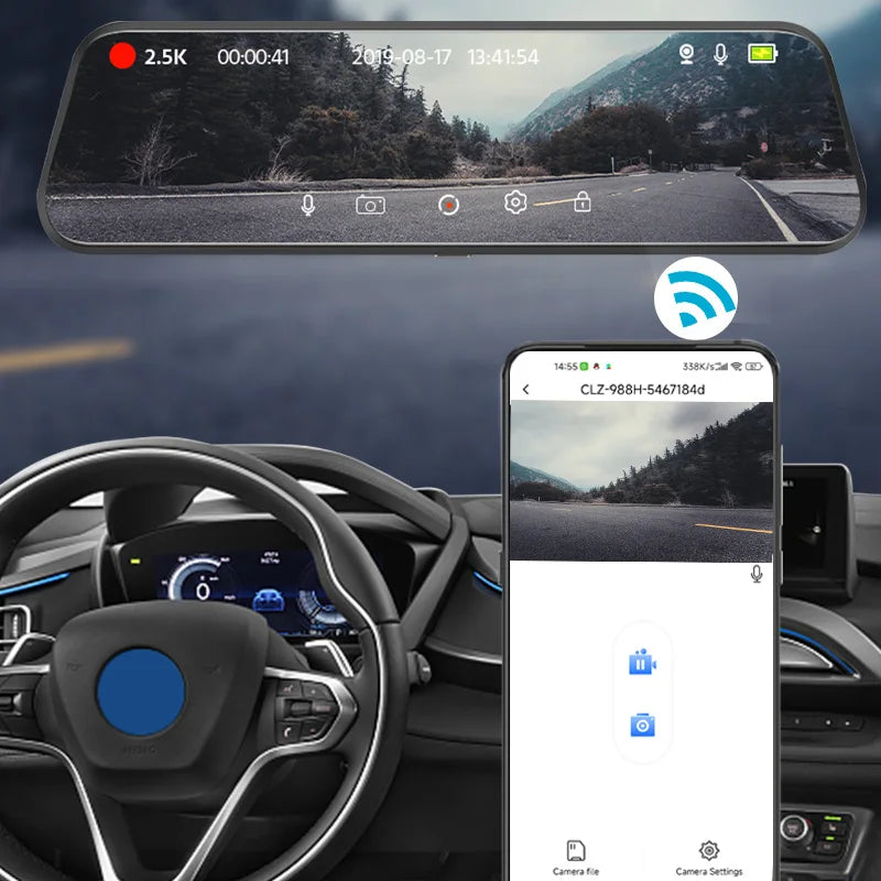 2K Car DVR WIFI GPS Stream Media Mirror Optional 1080P Car Video Camera Night Vision Loop Recording 24H Parking Black Box