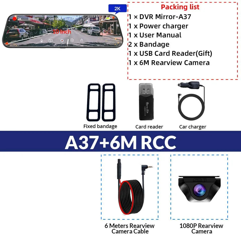2K Car DVR WIFI GPS Stream Media Mirror Optional 1080P Car Video Camera Night Vision Loop Recording 24H Parking Black Box