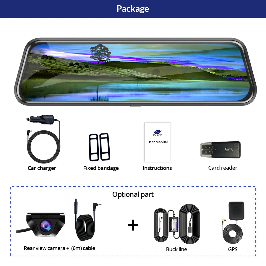 2K Car DVR WIFI GPS Stream Media Mirror Optional 1080P Car Video Camera Night Vision Loop Recording 24H Parking Black Box