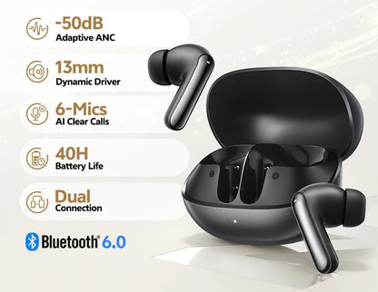 QCY Melobuds N20 Wireless Earbuds — Adaptive ANC, 13mm Drivers, Bluetooth 6.0