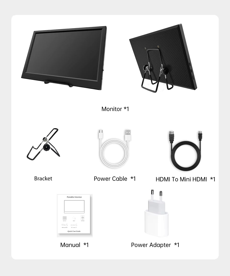 11.6-Inch Portable Monitor with HDMI, Foldable Stand, Second Screen for Laptop, Extended Display for Switch, PS4, Xbox & Raspberry Pi