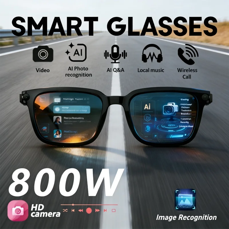 Smart AI Glasses with Camera — HD Photo & Video, Bluetooth Calls, Real-Time AI Translation, Waterproof