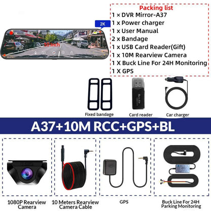 2K Car DVR WIFI GPS Stream Media Mirror Optional 1080P Car Video Camera Night Vision Loop Recording 24H Parking Black Box