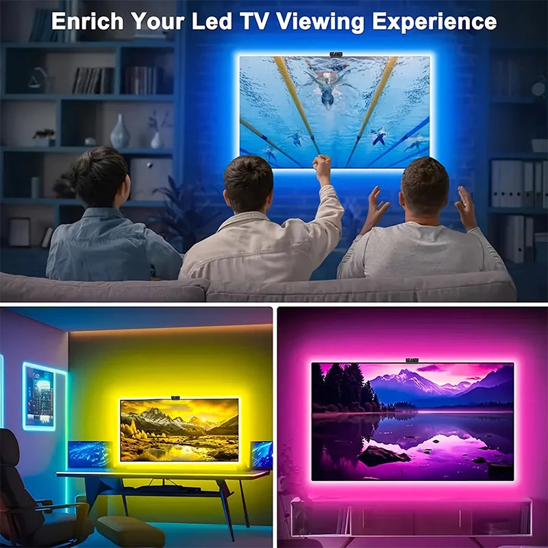 RGBIC LED TV Backlight Strip with Camera App Control Music Sync Smart Lights for Gaming Room 55-75Inch Ambient Lighting