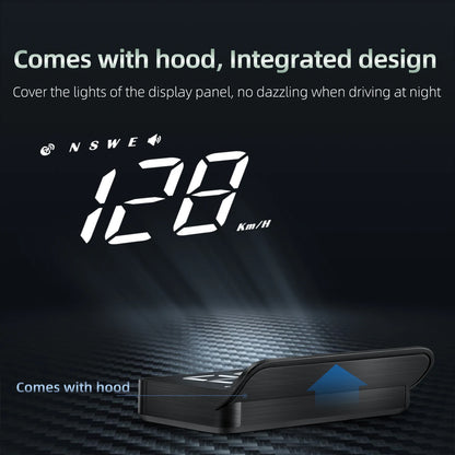 Car HUD Head-Up Display with integrated anti-glare hood to prevent night driving dazzle