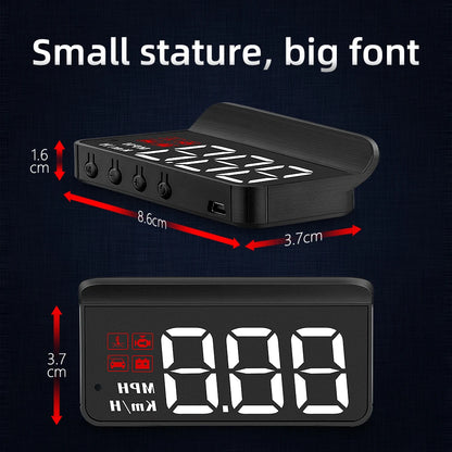 Car HUD Head-Up Display size diagram showing 8.6cm width and 3.7cm depth
