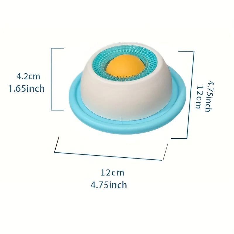 Interactive Lick Mat Slow Feeder Bowl in blue with nubby tongue-cleaning design, 12cm diameter