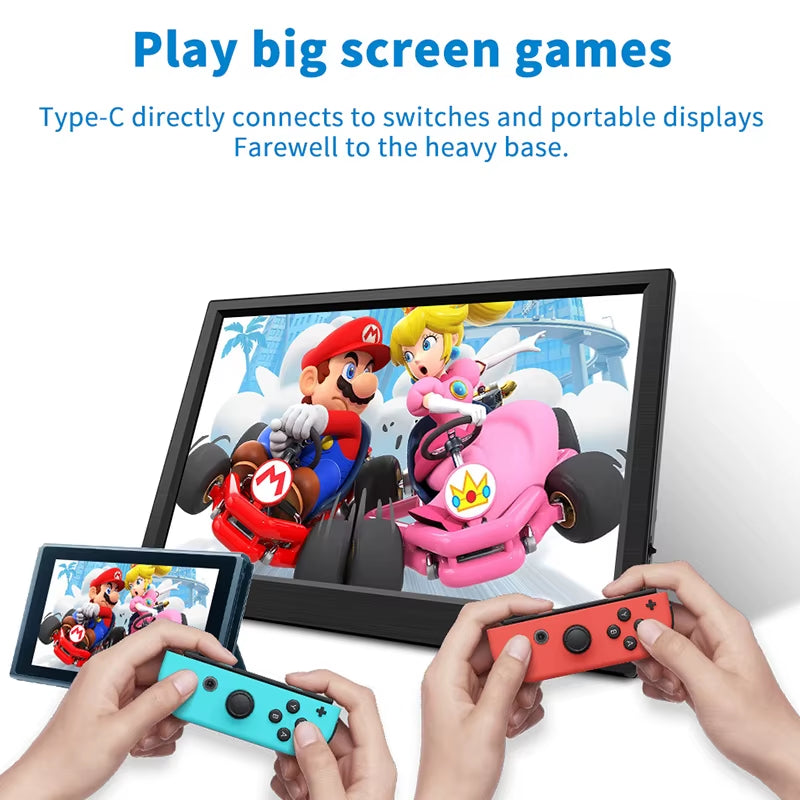 11.6-Inch Portable Monitor connected to a Nintendo Switch via Type-C for big screen gaming