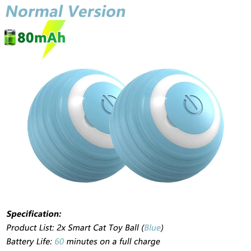 Smart Cat Toy Ball 2-pack in blue, Normal Version with 80mAh battery