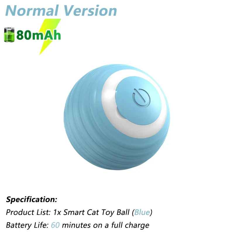 Smart Cat Toy Ball in blue, Normal Version with 80mAh battery and 60-minute runtime