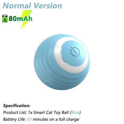 Smart Cat Toy Ball in blue, Normal Version with 80mAh battery and 60-minute runtime