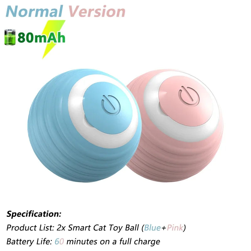 Smart Cat Toy Ball 2-pack in blue and pink, Normal Version with 80mAh battery