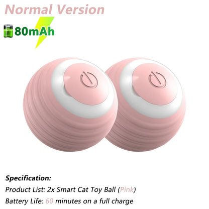Smart Cat Toy Ball 2-pack in pink, Normal Version with 80mAh battery