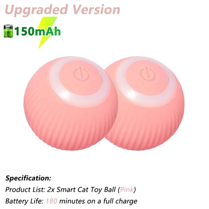 Smart Cat Toy Ball 2-pack in pink, Upgraded Version with 150mAh battery