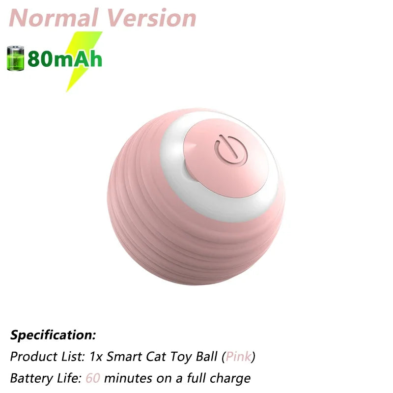 Smart Cat Toy Ball in pink, Normal Version with 80mAh battery and 60-minute runtime