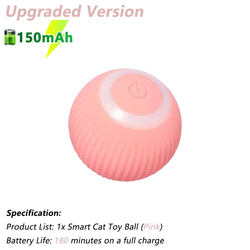 Smart Cat Toy Ball in pink, Upgraded Version with 150mAh battery and 180-minute runtime