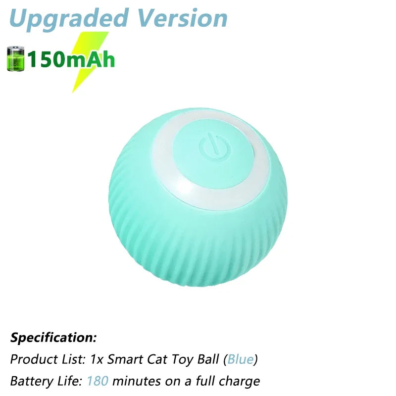 Smart Cat Toy Ball in teal, Upgraded Version with 150mAh battery and 180-minute runtime