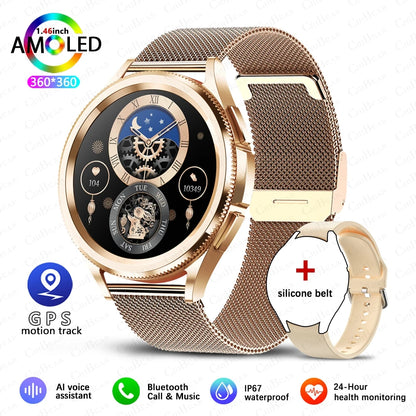 Watch 6 Classic smartwatch in rose gold case with stainless steel mesh band